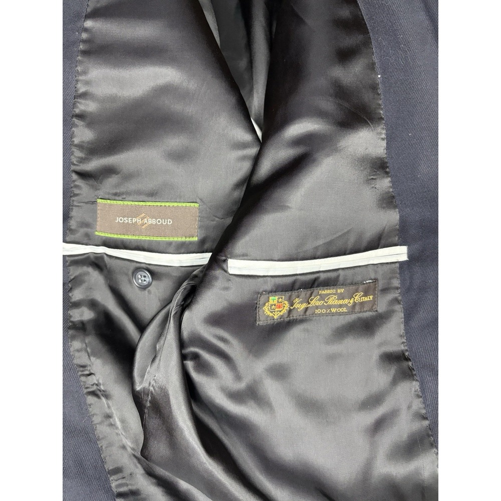 Joseph Abboud Loro Piana Blazer Mens 52R Navy Blue Super 120's Wool Sport Coat - Picture 2 of 7
